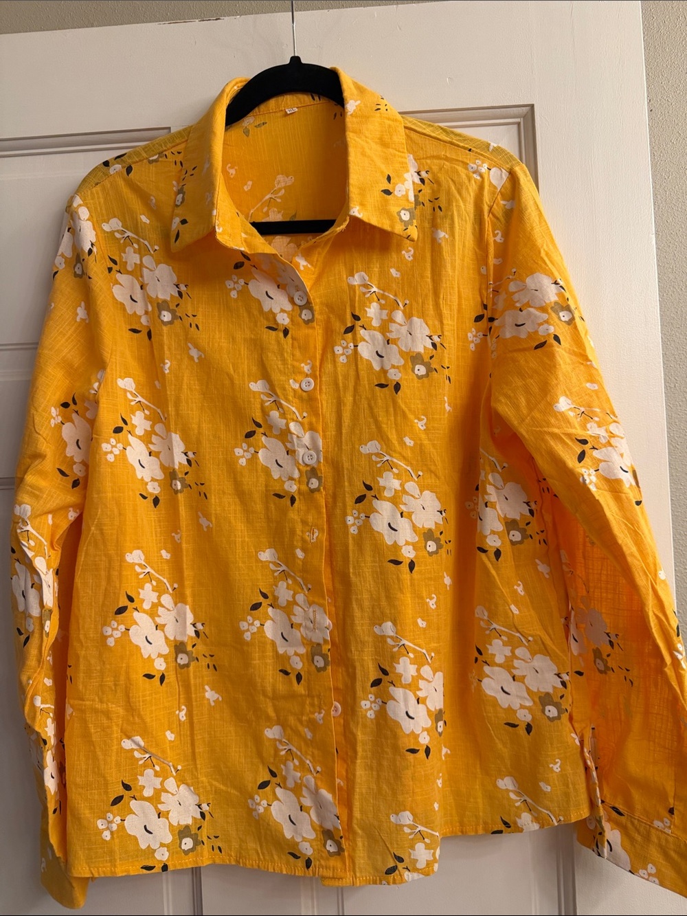 Women’s Yellow Floral Button-Up Shirt